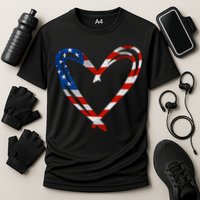 Memorial Day And 4th July Partiotic Heart Gift Cooling Performance Crew T-Shirt