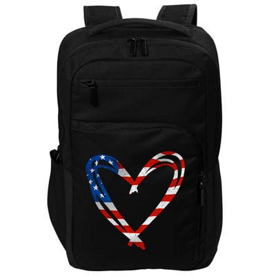 Memorial Day And 4th July Partiotic Heart Gift Impact Tech Backpack