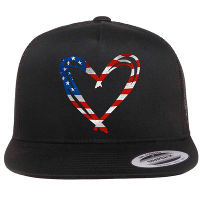Memorial Day And 4th July Partiotic Heart Gift Flatbill Hat