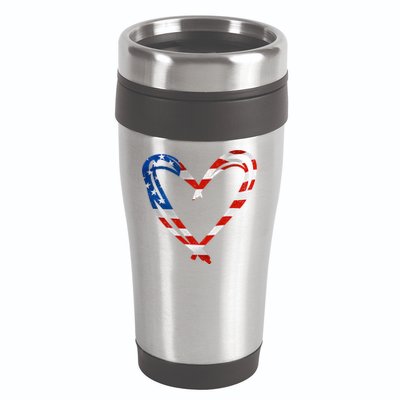 Memorial Day And 4th July Partiotic Heart Gift 16oz Travel Tumbler