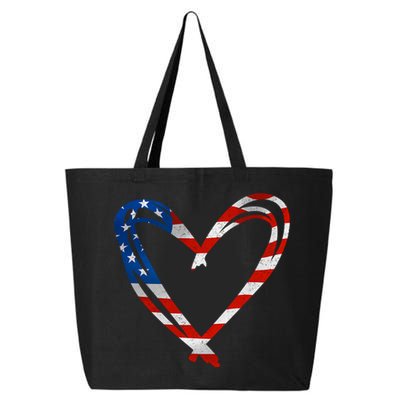 Memorial Day And 4th July Partiotic Heart Gift 25L Jumbo Tote