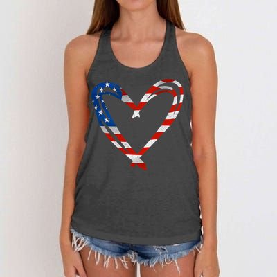 Memorial Day And 4th July Partiotic Heart Gift Women's Knotted Racerback Tank