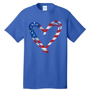 Memorial Day And 4th July Partiotic Heart Gift Tall T-Shirt