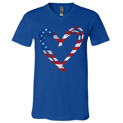 Memorial Day And 4th July Partiotic Heart Gift V-Neck T-Shirt