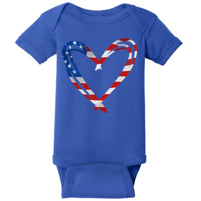 Memorial Day And 4th July Partiotic Heart Gift Baby Bodysuit