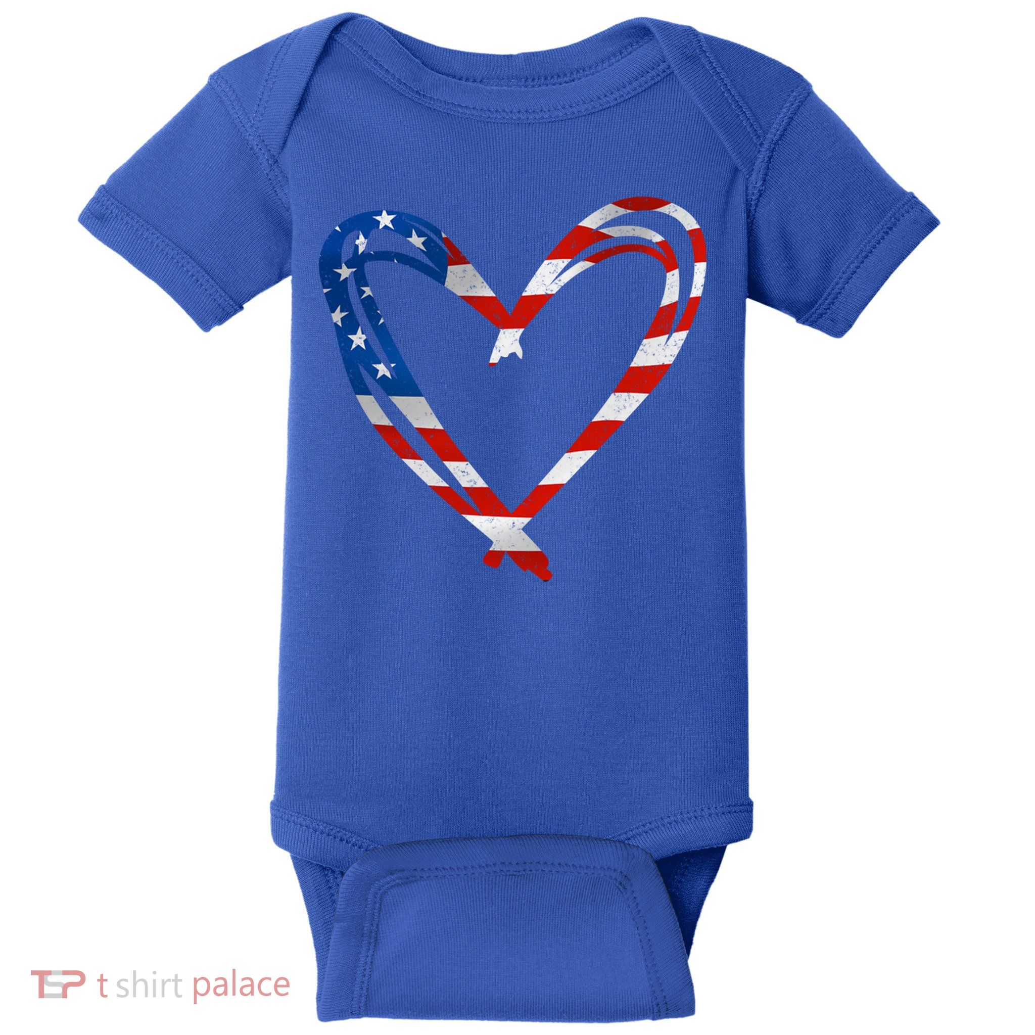 Memorial Day And 4th July Partiotic Heart Gift Baby Bodysuit