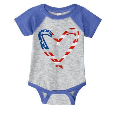Memorial Day And 4th July Partiotic Heart Gift Infant Baby Jersey Bodysuit