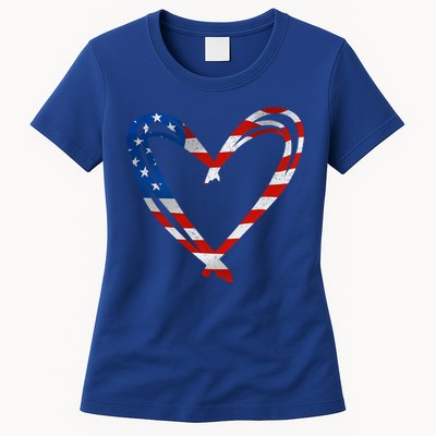 Memorial Day And 4th July Partiotic Heart Gift Womens T-Shirt
