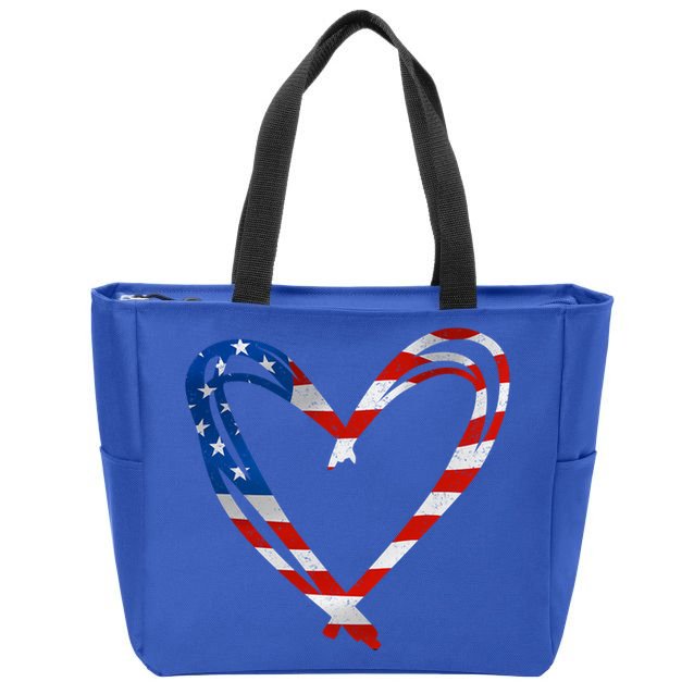 Memorial Day And 4th July Partiotic Heart Gift Zip Tote Bag
