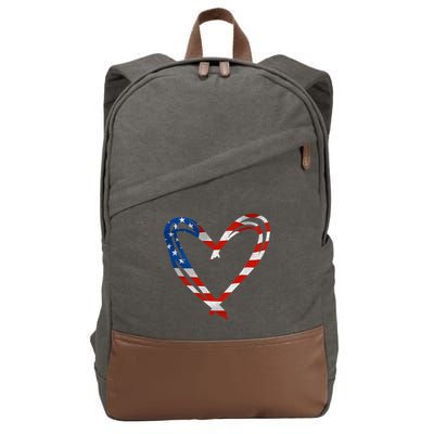 Memorial Day And 4th July Partiotic Heart Gift Cotton Canvas Backpack