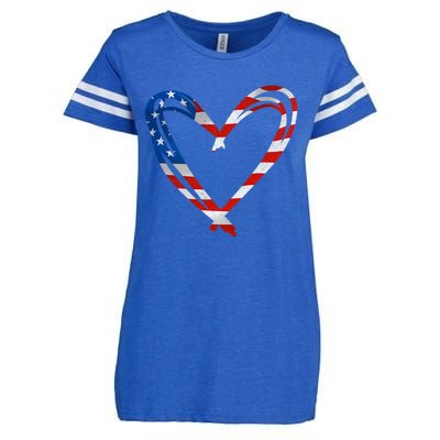 Memorial Day And 4th July Partiotic Heart Gift Enza Ladies Jersey Football T-Shirt