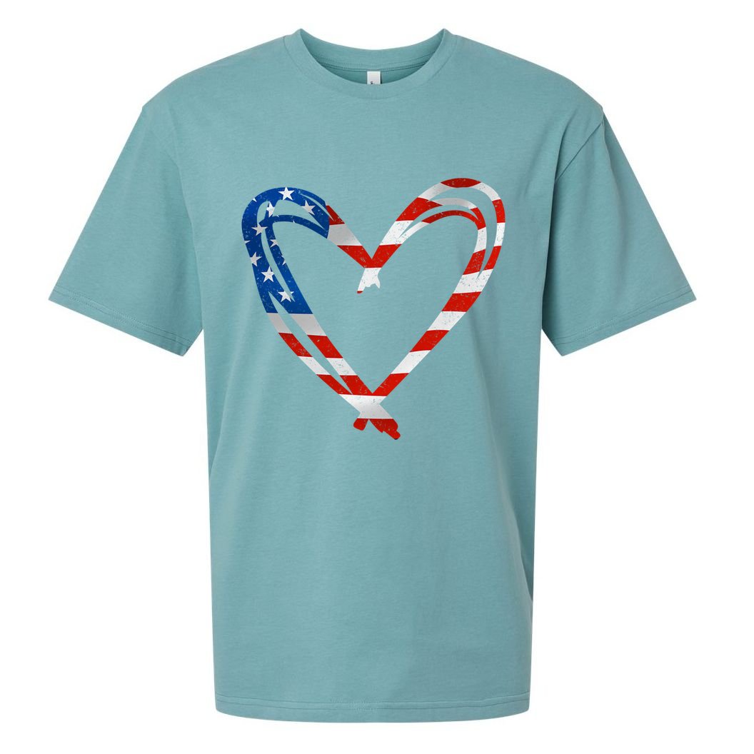 Memorial Day And 4th July Partiotic Heart Gift Sueded Cloud Jersey T-Shirt