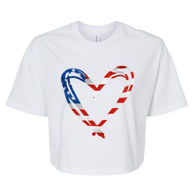 Memorial Day And 4th July Partiotic Heart Gift Bella+Canvas Jersey Crop Tee