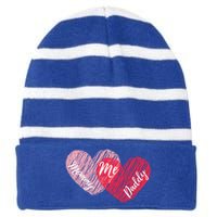 Mommy Daddy And Me Cute Hearts Valentines Day Gift Striped Beanie with Solid Band