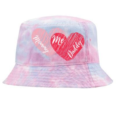 Mommy Daddy And Me Cute Hearts Valentines Day Gift Tie-Dyed Bucket Hat