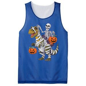 Mummy Dinosaur And Skeleton Pumpkin Halloween Great Gift Mesh Reversible Basketball Jersey Tank