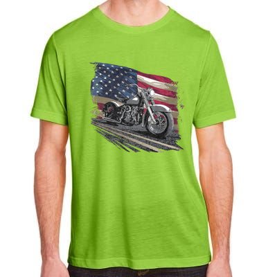 Motorcycle Distressed American Flag Adult ChromaSoft Performance T-Shirt