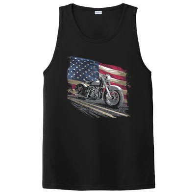 Motorcycle Distressed American Flag PosiCharge Competitor Tank