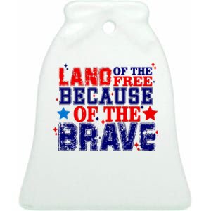 Memorial Day American Flag Ceramic Bell Ornament