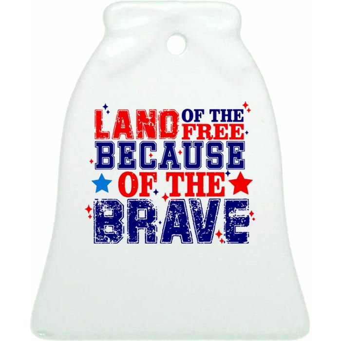 Memorial Day American Flag Ceramic Bell Ornament