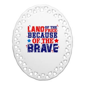 Memorial Day American Flag Ceramic Oval Ornament