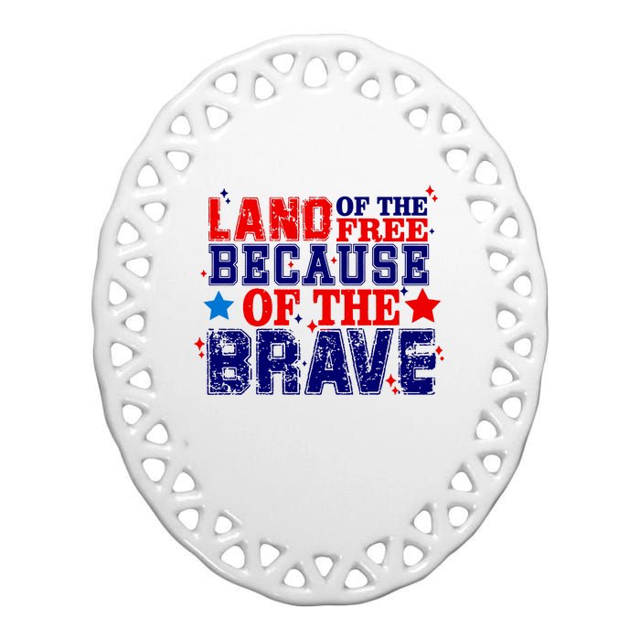 Memorial Day American Flag Ceramic Oval Ornament