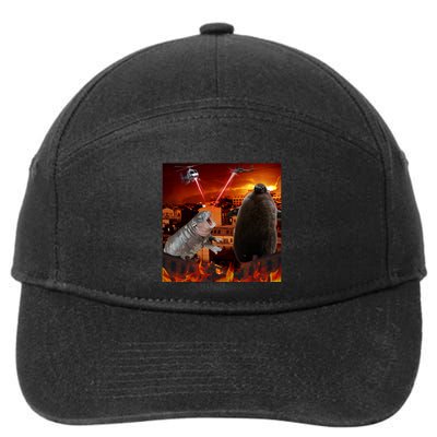 Moo Deng And Pesto Battle 7-Panel Snapback Hat