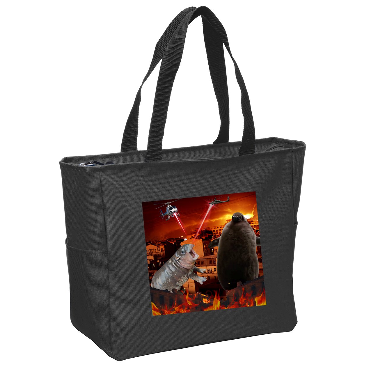 Moo Deng And Pesto Battle Zip Tote Bag