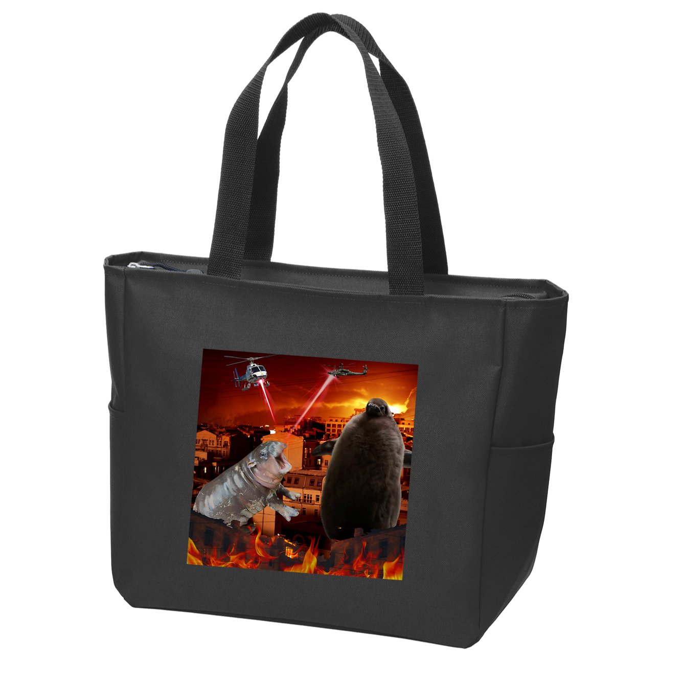 Moo Deng And Pesto Battle Zip Tote Bag