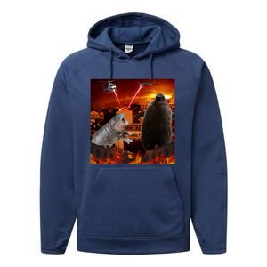 Moo Deng And Pesto Battle Performance Fleece Hoodie