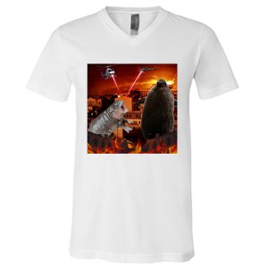 Moo Deng And Pesto Battle V-Neck T-Shirt