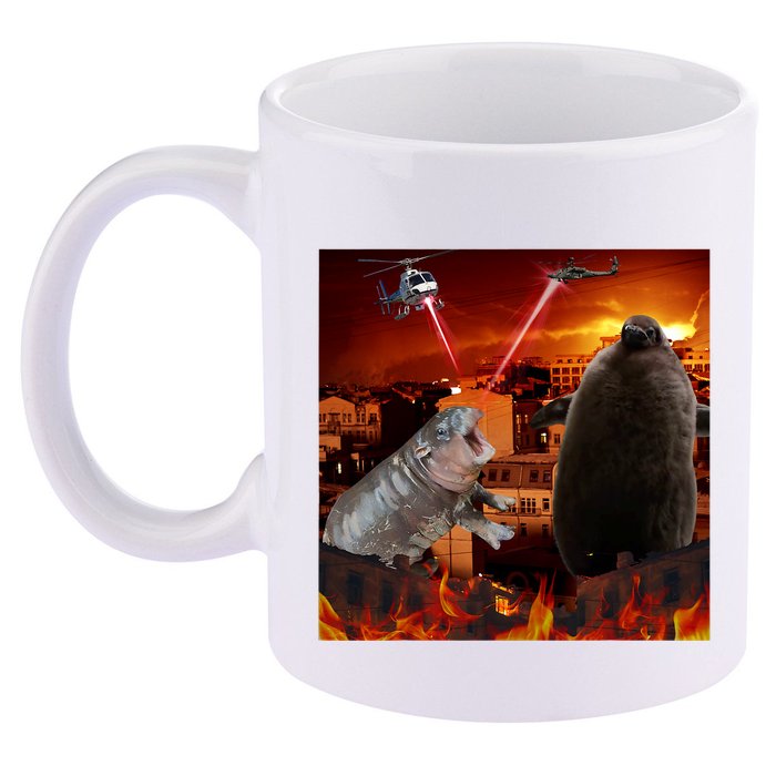 Moo Deng And Pesto Battle 11oz C Handle Ceramic Mug