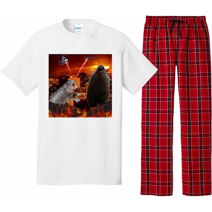 Moo Deng And Pesto Battle Pajama Set