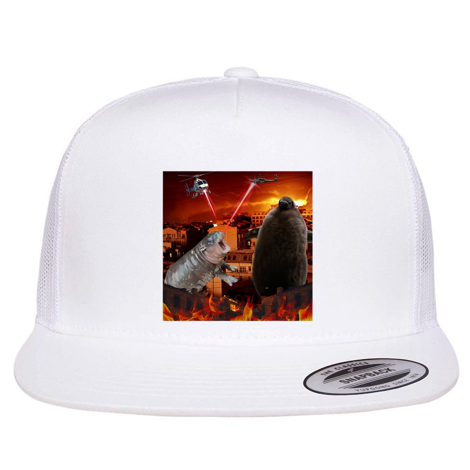 Moo Deng And Pesto Battle Flat Bill Trucker Hat