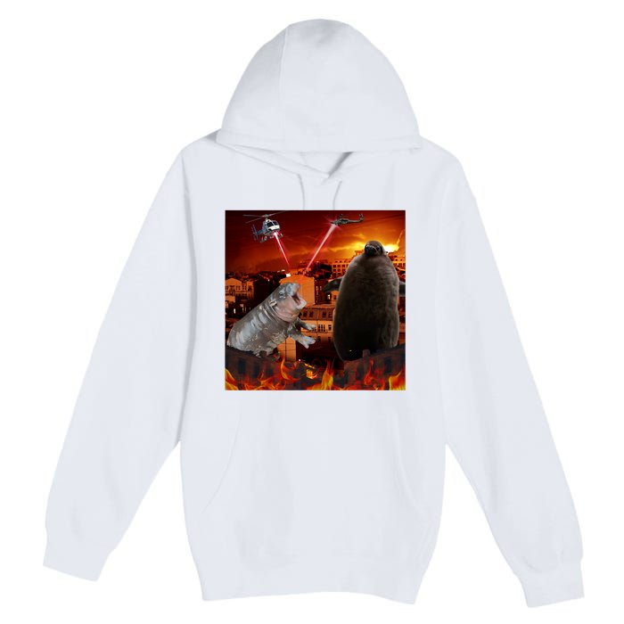 Moo Deng And Pesto Battle Premium Pullover Hoodie