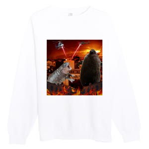 Moo Deng And Pesto Battle Premium Crewneck Sweatshirt