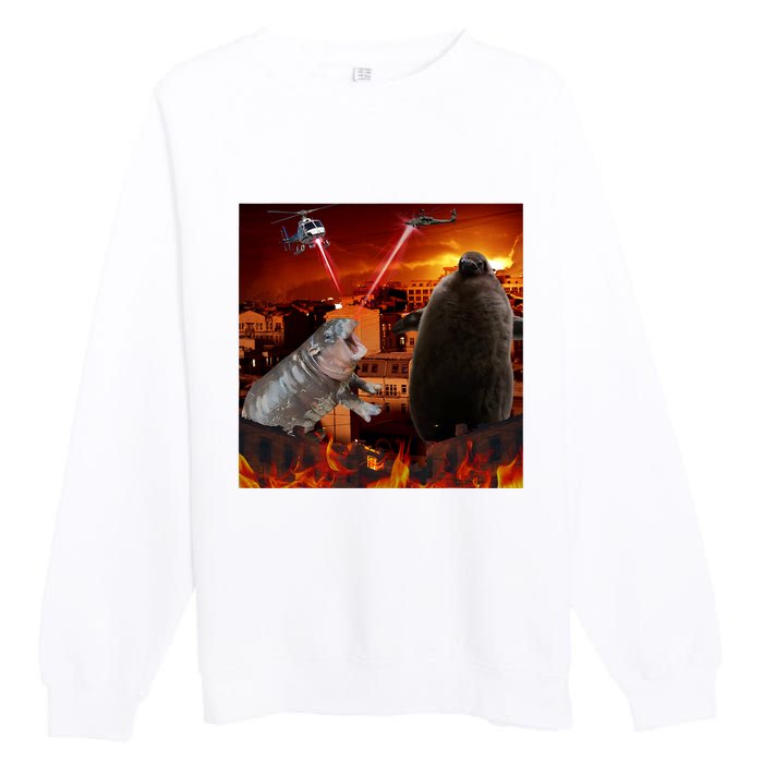 Moo Deng And Pesto Battle Premium Crewneck Sweatshirt