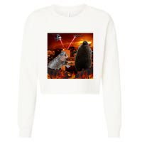 Moo Deng And Pesto Battle Cropped Pullover Crew