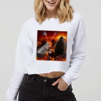 Moo Deng And Pesto Battle Cropped Pullover Crew