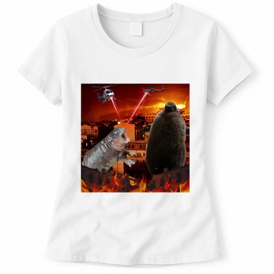 Moo Deng And Pesto Battle Womens T-Shirt