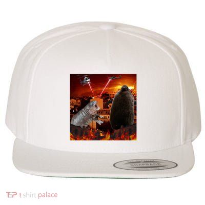 Moo Deng And Pesto Battle Wool Snapback Cap