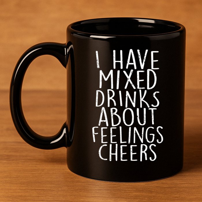 Mixed Drinks About Feelings Cheers 11oz C Handle Ceramic Mug