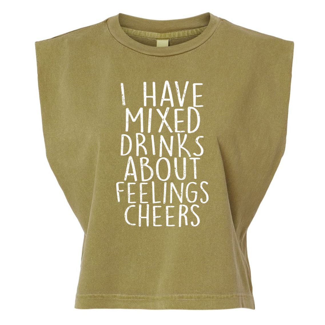 Mixed Drinks About Feelings Cheers Garment-Dyed Women's Muscle Tee