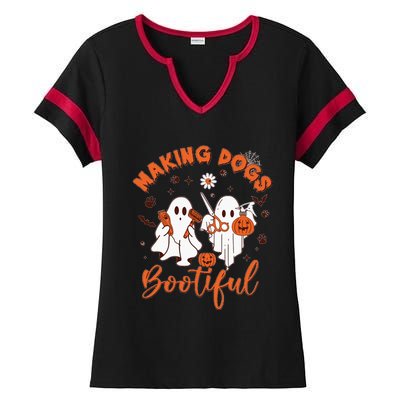 Making Dogs Bootiful Halloween Ladies Halftime Notch Neck Tee