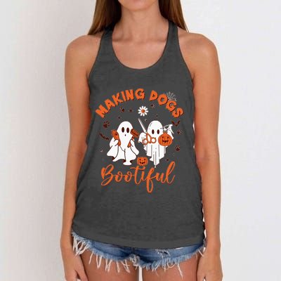 Making Dogs Bootiful Halloween Women's Knotted Racerback Tank