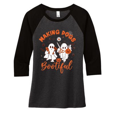 Making Dogs Bootiful Halloween Women's Tri-Blend 3/4-Sleeve Raglan Shirt