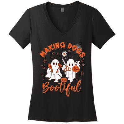 Making Dogs Bootiful Halloween Women's V-Neck T-Shirt