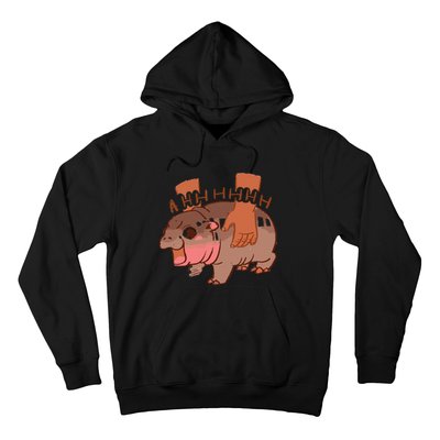 Moo Deng Bouncy Pig In Thai Picture The Cute Baby Hippo Hoodie