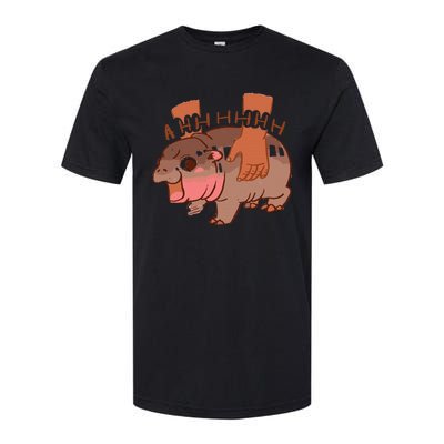 Moo Deng Bouncy Pig In Thai Picture The Cute Baby Hippo Softstyle CVC T-Shirt