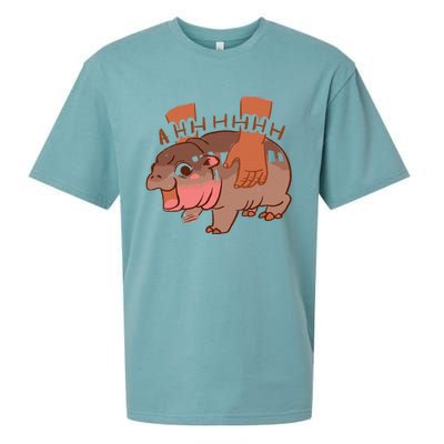 Moo Deng Bouncy Pig In Thai Picture The Cute Baby Hippo Sueded Cloud Jersey T-Shirt